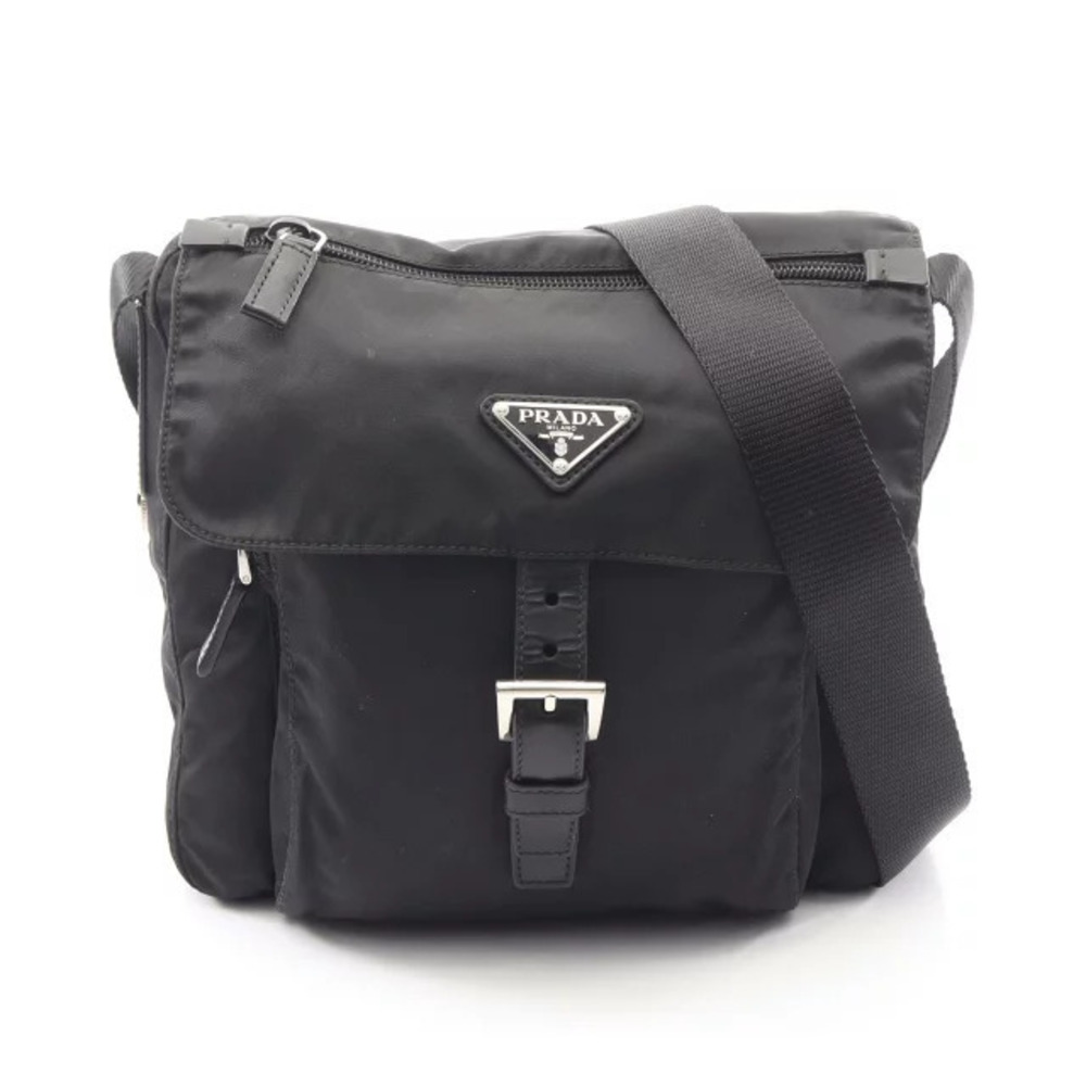 Prada VELA Shoulder Bag Leather Black